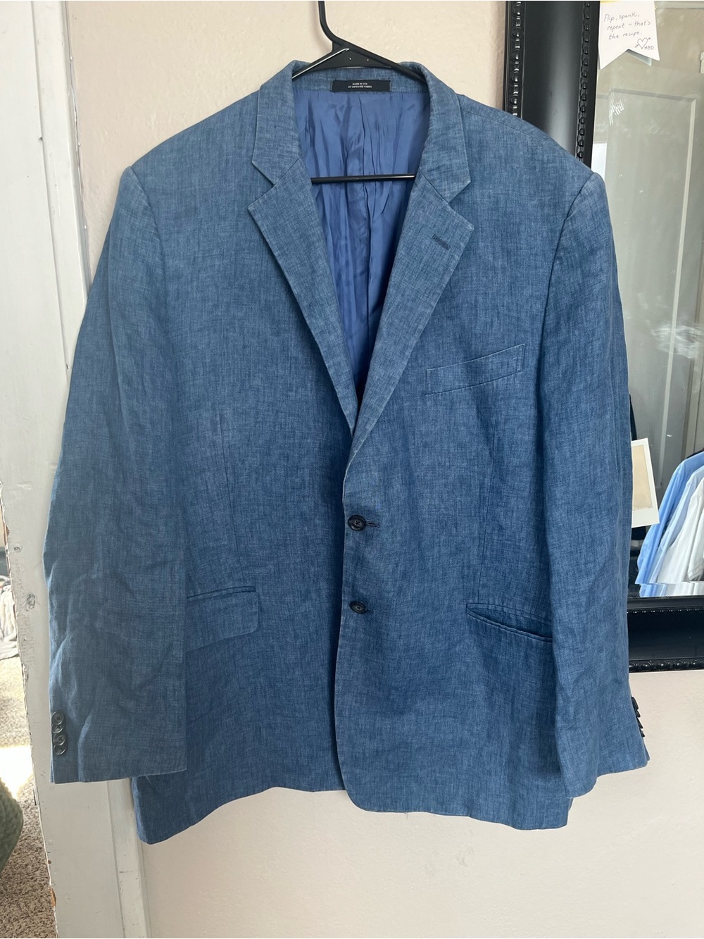 John W. Nordstrom Blue Italian Linen Two-Button Sport Coat